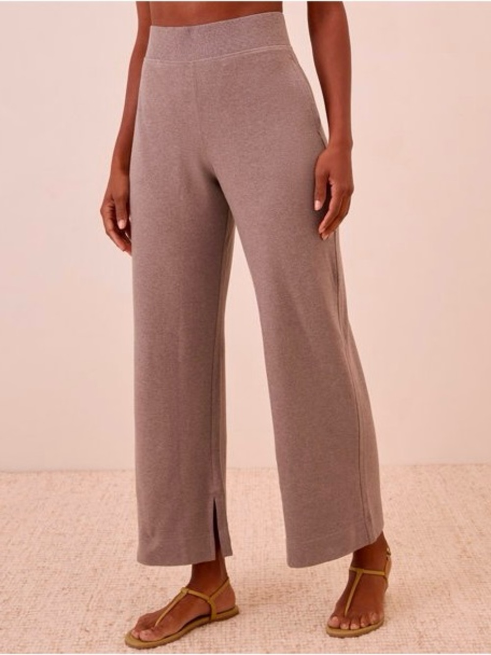 Pact Organic Cotton Airplane Pintuck Wide-Leg Pants Deep Taupe Plum - Medium